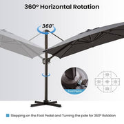 11 ft. x 9 ft. Rectangular Outdoor Cantilever Patio Umbrella in Dark Gray with 4-Piece 220 lbs. HDPE Base