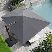 11 ft. x 9 ft. Rectangular Outdoor Cantilever Patio Umbrella in Dark Gray with 4-Piece 220 lbs. HDPE Base