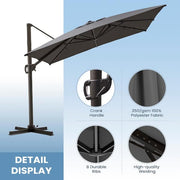 11 ft. x 9 ft. Rectangular Outdoor Cantilever Patio Umbrella in Dark Gray with 4-Piece 220 lbs. HDPE Base