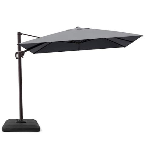 11 ft. x 9 ft. Rectangular Outdoor Cantilever Patio Umbrella in Dark Gray with 4-Piece 220 lbs. HDPE Base