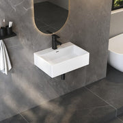 Siena 20 in. W x 15 in. D x 6 in. H Wall Mounted Bathroom Sink w/ Overflow Hole and Faucet Hole in White Vitreous China