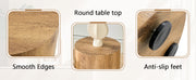 Modern Minimalist Set of Two Wood color Cylinder Coffee Tables