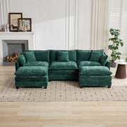 Cloud 3 Seats Sofa (Ottoman is not included) Chenille Fabric in Green