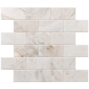 Xpress Mosaix Peel 'N Stick Daphne White Polished 14 in. x 12 in. Marble Brick Joint Mosaic Tile (0.97 sq. ft./Each)