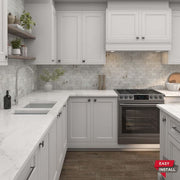 Xpress Mosaix Peel 'N Stick Daphne White Polished 14 in. x 12 in. Marble Brick Joint Mosaic Tile (0.97 sq. ft./Each)