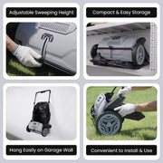 Walk-Behind Outdoor Hand Push lawn Sweeper 3.5 cu. ft. Hopper Bag and 21 in. Sweeping Width in Gray