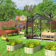 8 ft. x 2 ft. x 1.4 ft. Galvanized Raised Garden Bed 9-in-1 Planter Box Outdoor, Dark Gray