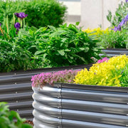 8 ft. x 2 ft. x 1.4 ft. Galvanized Raised Garden Bed 9-in-1 Planter Box Outdoor, Dark Gray