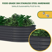 8 ft. x 2 ft. x 1.4 ft. Galvanized Raised Garden Bed 9-in-1 Planter Box Outdoor, Dark Gray