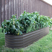 8 ft. x 2 ft. x 1.4 ft. Galvanized Raised Garden Bed 9-in-1 Planter Box Outdoor, Dark Gray