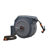 Garden Retractable Hose Reel-1/2 in.-130 ft., Wall Mounted, Dark Grey