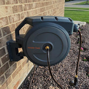 Garden Retractable Hose Reel-1/2 in.-130 ft., Wall Mounted, Dark Grey