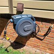 Garden Retractable Hose Reel-1/2 in.-130 ft., Wall Mounted, Dark Grey