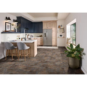 Dark Grey Slate 3 mil x 12 in. W x 12 in. L Peel and Stick Water Resistant Vinyl Tile Flooring 30 Sq. Ft.