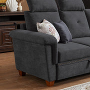 109.06 in. Square Arm Fabric L Shape Sectional Sofa with Storage Space and Hidden Coffee Table in Dark Grey