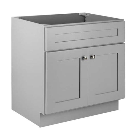 Brookings Solid Wood 30 in. W x 21 in. D 2 Door Shaker Style Bath Vanity Cabinet Only in Gray