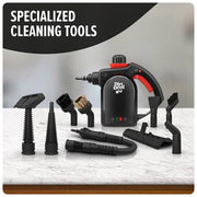 7-in-1 Portable Corded Handheld Steamer with 7 Muli-Surface Cleaning Tools, Steam Control, Chemical Free Cleaner, Black
