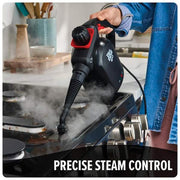 7-in-1 Portable Corded Handheld Steamer with 7 Muli-Surface Cleaning Tools, Steam Control, Chemical Free Cleaner, Black