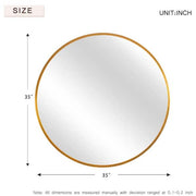 36 in. x 36 in. Modern Round Metal Framed Gold Wall Mirror