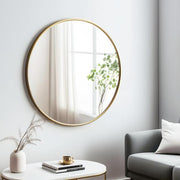 36 in. x 36 in. Modern Round Metal Framed Gold Wall Mirror