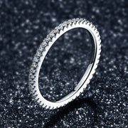 925 Sterling Silver Platinum Plated CZ Pavé Setting Ring Size 5.0 for Women