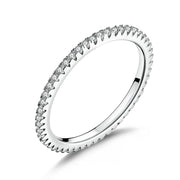 925 Sterling Silver Platinum Plated CZ Pavé Setting Ring Size 5.0 for Women