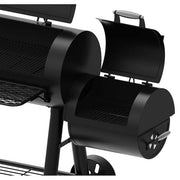 Signature Heavy-Duty Barrel Charcoal Grill and Offset Smoker in Black