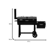 Signature Heavy-Duty Barrel Charcoal Grill and Offset Smoker in Black