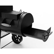 Signature Heavy-Duty Barrel Charcoal Grill and Offset Smoker in Black