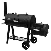Signature Heavy-Duty Barrel Charcoal Grill and Offset Smoker in Black