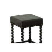 Remick 24 in. Espresso Barley Twist Upholstered Counter Stool