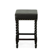 Remick 24 in. Espresso Barley Twist Upholstered Counter Stool