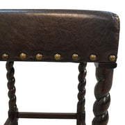 Remick 24 in. Espresso Barley Twist Upholstered Counter Stool