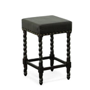 Remick 24 in. Espresso Barley Twist Upholstered Counter Stool