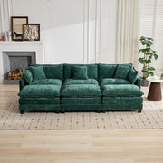 Cloud 3 Seats Sofa (Ottoman is not included) Chenille Fabric in Green