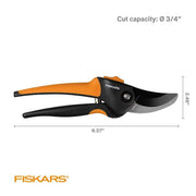 3/4 in. Cut Capacity 9.4 in. Steel Blade Bypass Pruning Shears with SoftGrip Handles