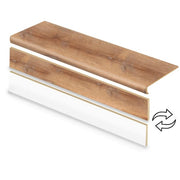 2 Pack-Fresh Oak 47 in. L x 12.15 in. W x 2.28 in. T Vinyl Overlay Stair Tread and Reversible Riser Kit