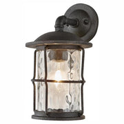Hargreaves 13.5 in. 1-Light Gilded Iron Rustic Farmhouse Hardwired Outdoor Wall Light Lantern Sconce with Seeded Glass