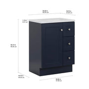 Bannister 25 in. Single Sink Deep Blue Bath Vanity with Colorpoint White Cultured Marble Top (Assembled)