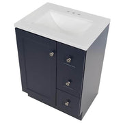 Bannister 25 in. Single Sink Deep Blue Bath Vanity with Colorpoint White Cultured Marble Top (Assembled)