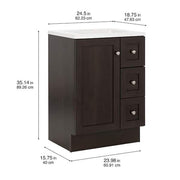 Bannister 25 in. Single Sink Dusk Bath Vanity with White Cultured Marble Top (Assembled)