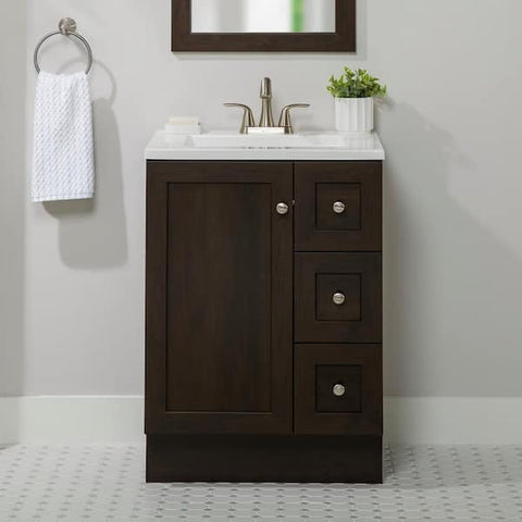 Bannister 25 in. Single Sink Dusk Bath Vanity with White Cultured Marble Top (Assembled)