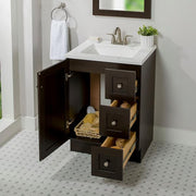 Bannister 25 in. Single Sink Dusk Bath Vanity with White Cultured Marble Top (Assembled)