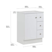 Bannister 25 in. Single Sink White Bath Vanity with Colorpoint White Cultured Marble Top (Assembled)