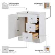 Bannister 31 in. Single Sink White Bath Vanity with Colorpoint White Cultured Marble Top (Assembled)