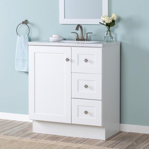 Bannister 31 in. Single Sink White Bath Vanity with Colorpoint White Cultured Marble Top (Assembled)