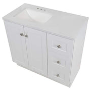 Bannister 37 in. Single Sink White Bath Vanity with Colorpoint White Cultured Marble Top (Assembled)