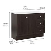 Bannister 43 in. Single Sink Dusk Bath Vanity with White Cultured Marble Top (Assembled)