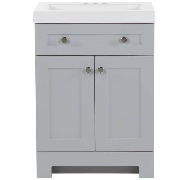 Everdean 25 in. Single Sink Pearl Gray Bath Vanity with White Cultured Marble Top (Assembled)