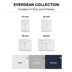 Everdean 25 in. Single Sink Pearl Gray Bath Vanity with White Cultured Marble Top (Assembled)